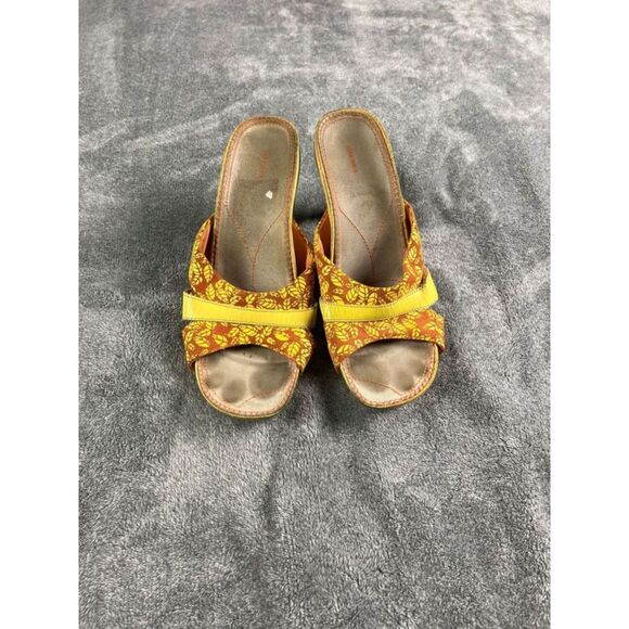 Diesel Faux Wooden Heel Sandals Yellow Orange Suede Leather Open Toe - Picture 4 of 10